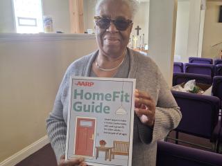 Older adult woman with HomeFit Guide.