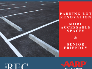 Flyer for new parking spaces at reopened community center.