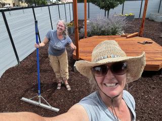 Older adults working in community garden.