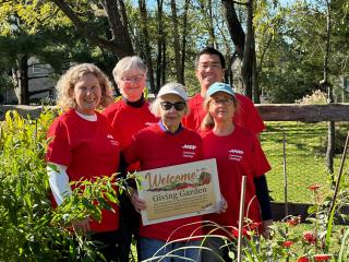 Volunteers in the community garden.