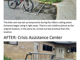 Photo collage of before and after photos of bike rack locations.