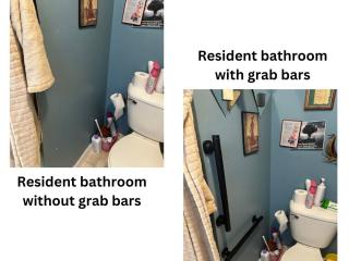 Before and After photo of bathroom grab bars.