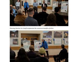 Photo collage from Accessory Dwelling Unit presentation event.