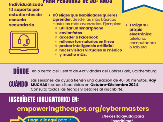 Spanish language flyer for digital literacy classes.