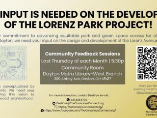 Flyer for community feedback sessions.