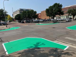 Completed traffic calming bump-out.