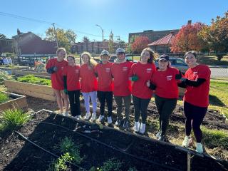 Youth volunteers at community garden.