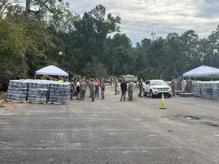 Mobile aid distribution point with Satellite Wifi after Hurricane Helene..