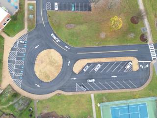 Overhead view of new accessible parking spots.