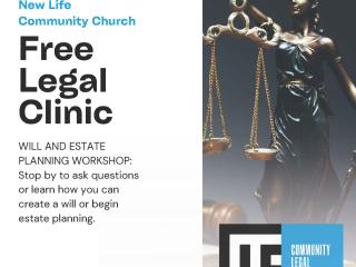 Flyer for free legal clinic.