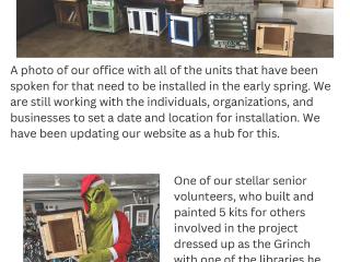 Photo collage of Little Free Libraries and Pantries