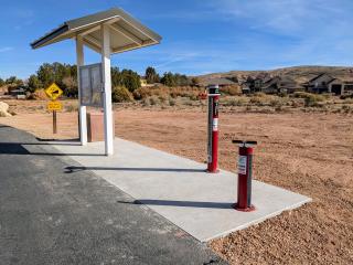 Bike fixit station at trailhead.