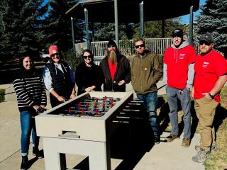 New concrete foosball table.