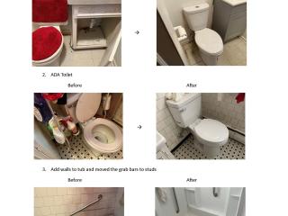 Collage of before and after photos of home repairs.