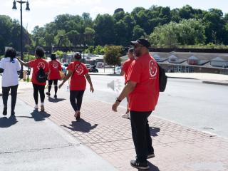 Group conducting walk audit.