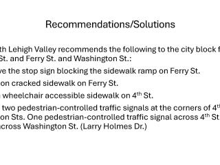 List of recommendations from Walk Audit.