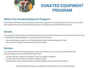 Flyer for Donated Equipment Program.