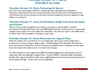 Flyer to Successful Aging in Place workshops