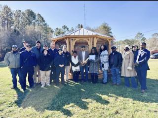 Ribbon cutting of gazebo.