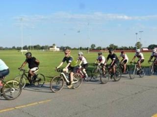 Group conducting an on-bike Bike Audit.