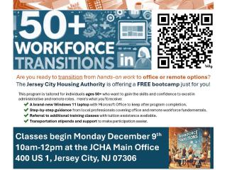 Flyer for 50+ Workforce Transition training.