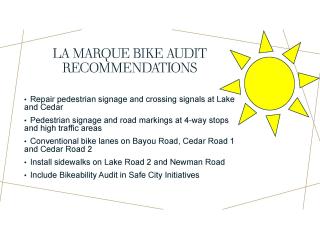 Presentation on recommendations from Bike Audit.