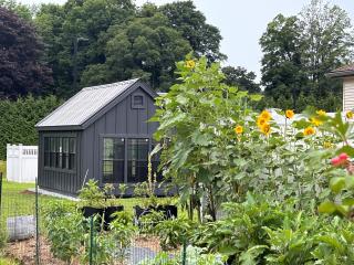 New greenhouse in community garden.